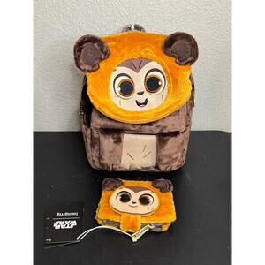 Loungefly Star Wars Plush Pocket Wicket Backpack and Wallet Set NWT
